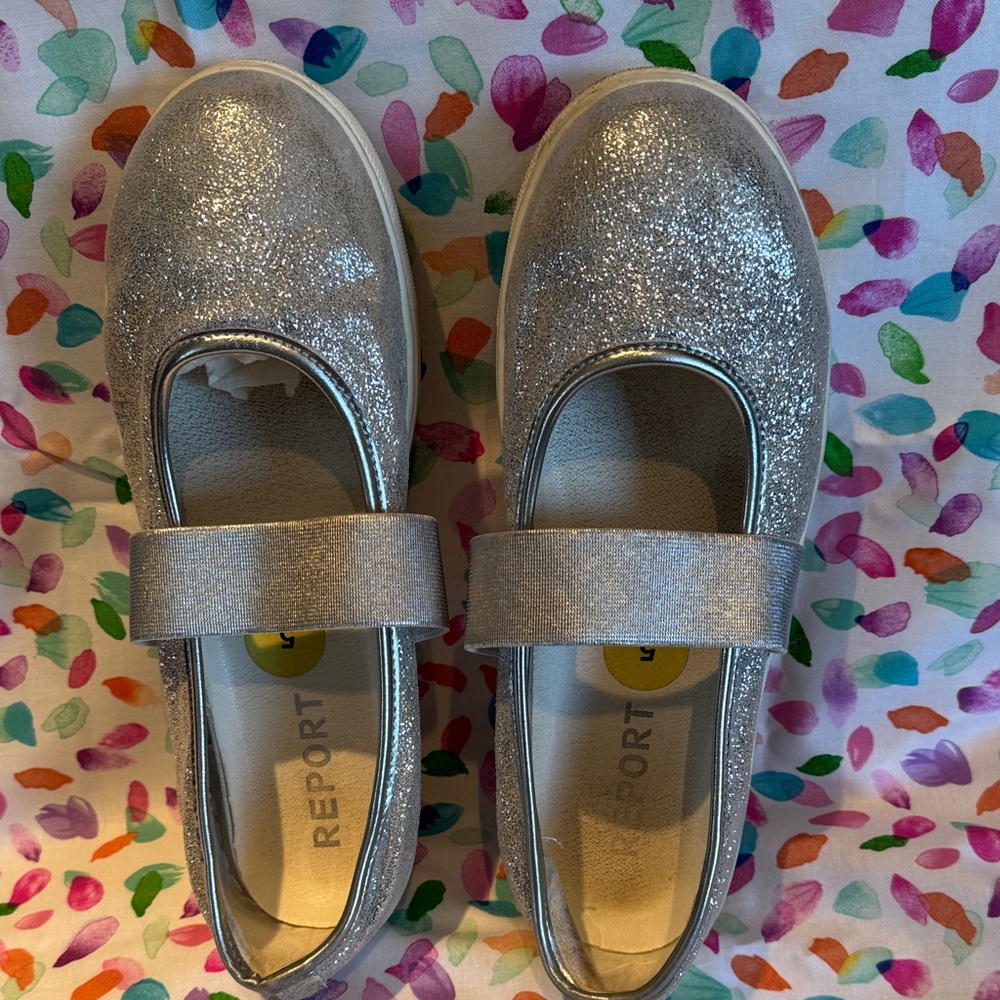 Report Kids Sparkly Silver Dress Shoes